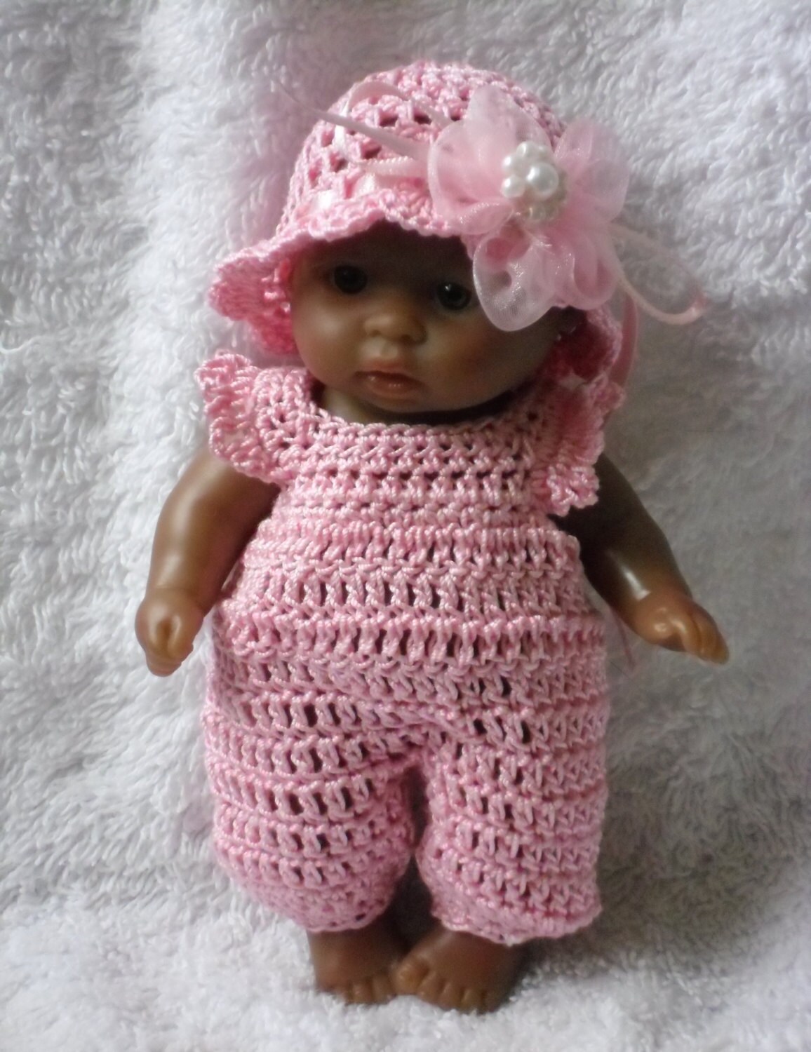 Crochet pattern for Berenguer 5 inch baby doll dungarees and