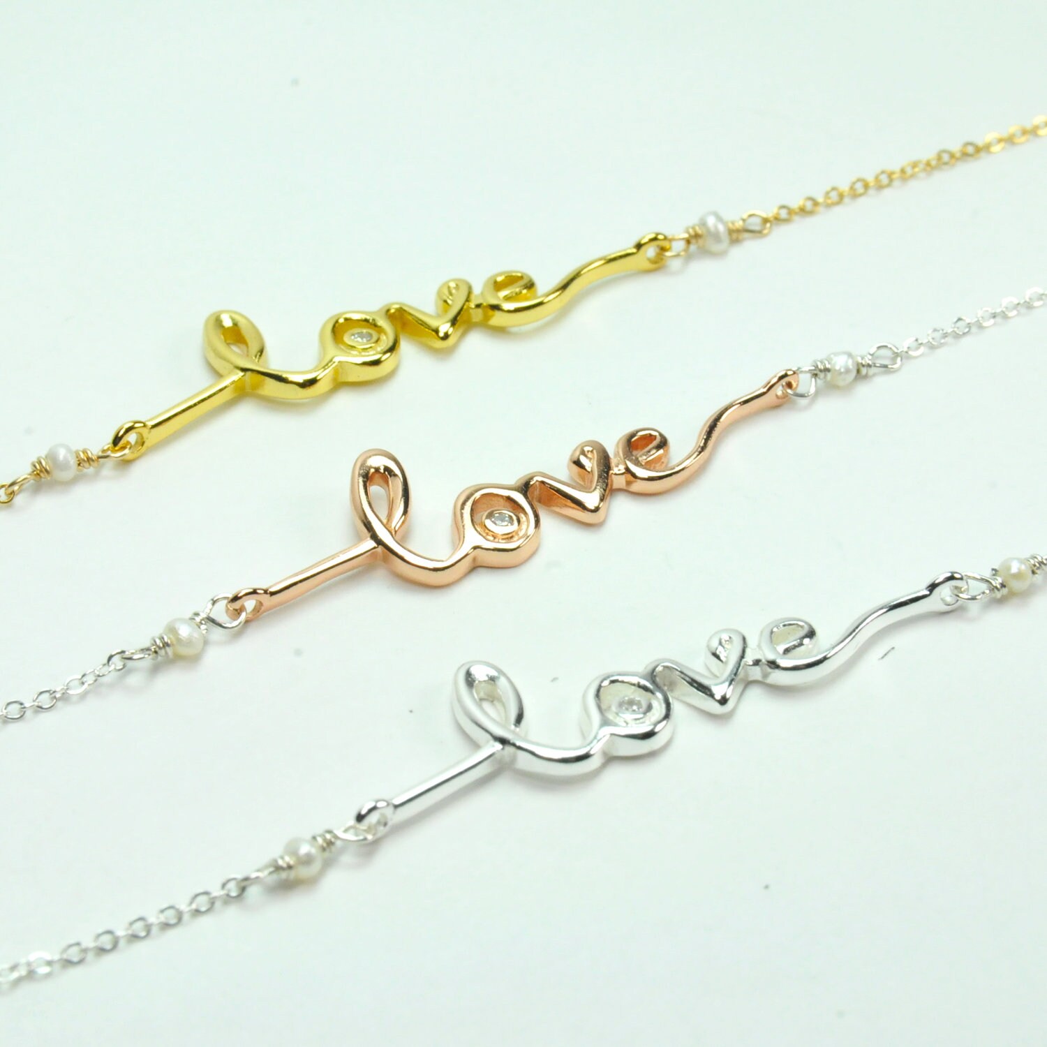 Rose Gold Vermeil Love Bracelets/Rose Gold Jewelry/Sterling