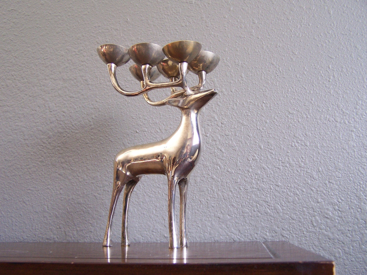 Vintage Silver Brass Elk Deer Candle Holder