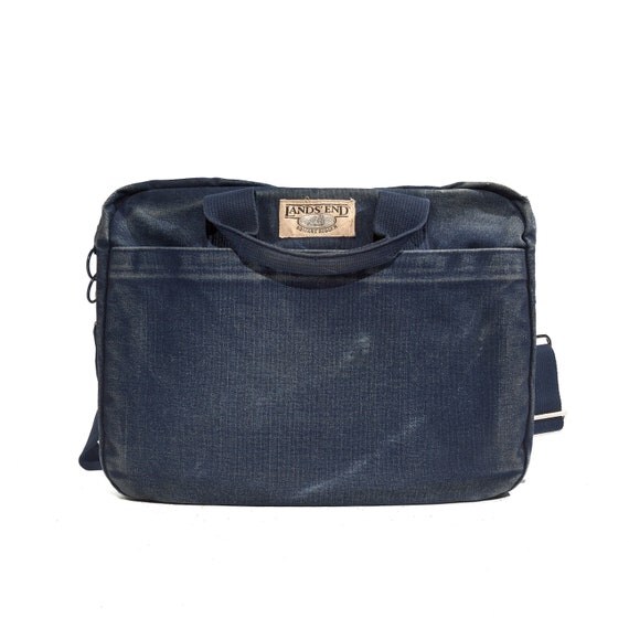 Vintage Land's End Square Rigger Attache Faded Blue Canvas