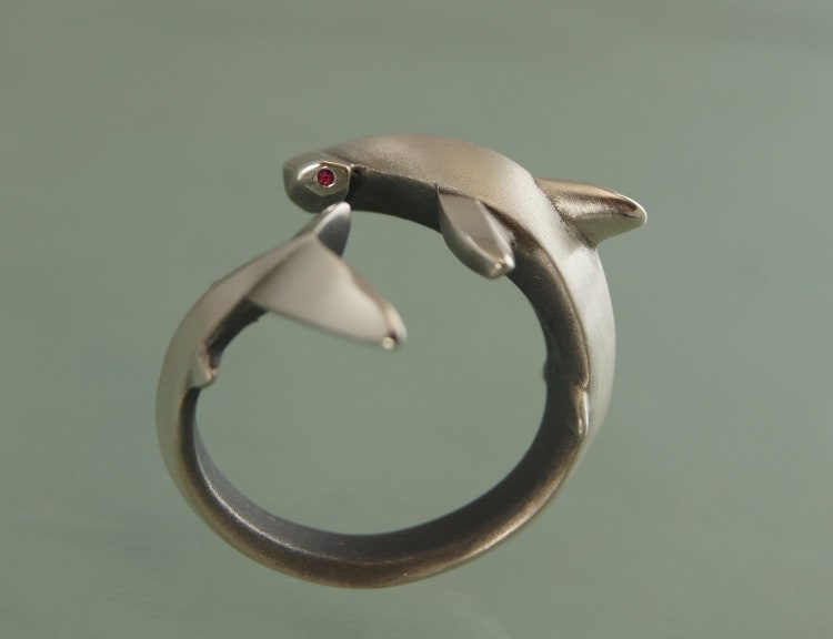 hammerhead shark ring silver. pick your finish by Michaeltatom