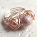 Champagne Pearl Ring: Rose Gold Wire Wrapped Ring, Golden Sparkle Statement Ring, Bridal Jewelry, Size 6.75