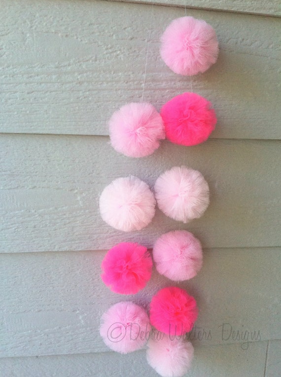 Shades of Pink tulle pom garland Il_570xn