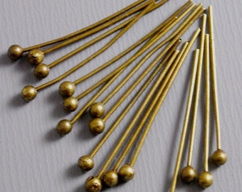 HEADPIN-AB-20MM - 100 Antique Bronze Ball End Headpins (24 guage) - 20mm