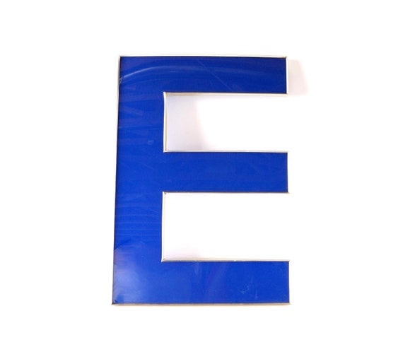 Vintage Industrial Letter E Sign Letter in Blue and by ThirdShift