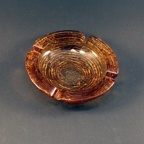 Vintage Amber Glass Ashtray by ChompMonster on Etsy