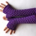 Knit Fingerless Gloves Wool Arm Warmers Purple Hand Warmers Winter Women's Fingerless Mittens Knit Cable Gloves - KG0036 - Aimarro