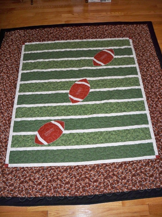 Custom Made Team Football Throw Quilt by LittlePatches on Etsy