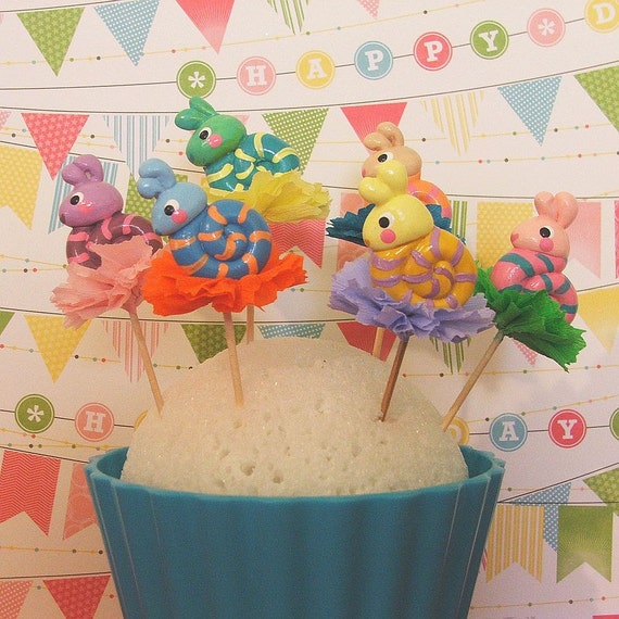 Colorful Snails Cupcake Toppers/Garden Party/Summer Party Il_570xn