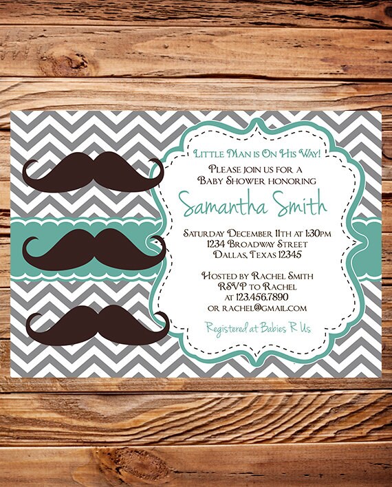 Mustache Baby shower Invitation Mustache Boy Shower Little
