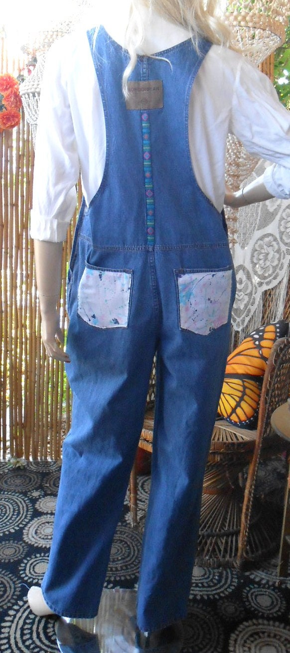 OOAK Paint Splatter Blue Denim Overalls by GypsysTreasureCove