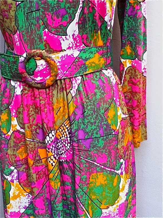 1970's Wonderful Floral Maxi Dress with Matching Belt