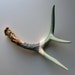Seafoam, White & Gray Striped Painted Antler - Medium