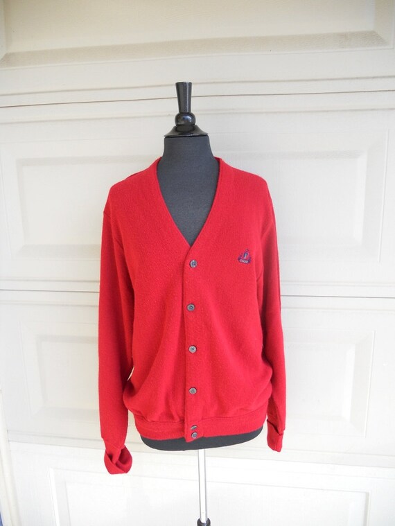 Vintage Red Grandpa Cardigan / Button Up Izod by freshlavender