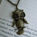 Owl necklace- Cute owl necklace-Antique brass owl necklace- Bird- Nature- Fashion-Owl accessory- Owl on a branch necklace