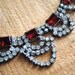 RESERVED - Vintage Necklace - Rhinestone Bauble Necklace Costume Jewelry Red Crystal Mid Century Retro