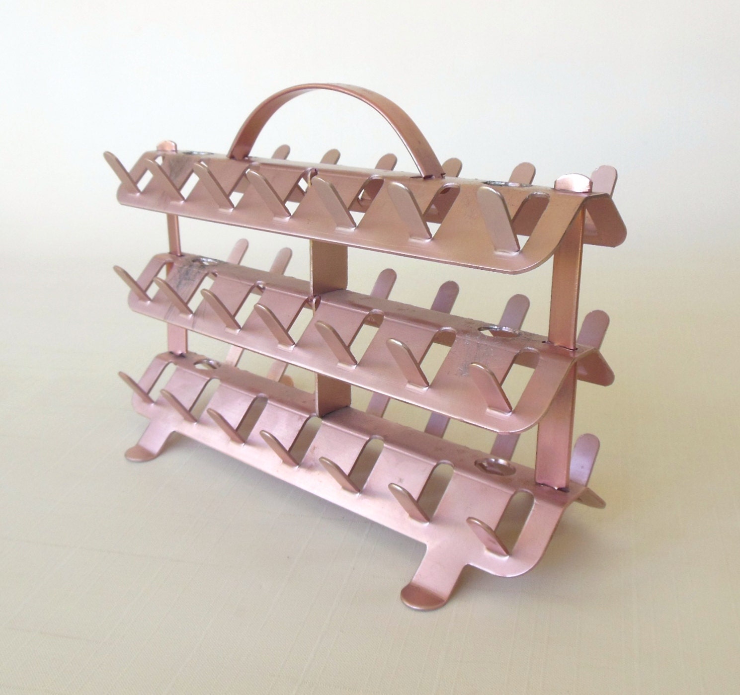 Vintage Thead Spool Scissors Rack Holder Pink Anodized