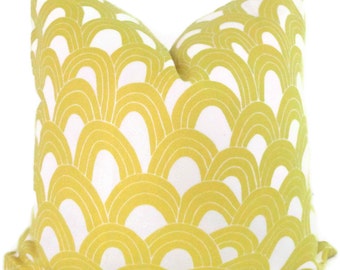 Schumacher Trina Turk Yellow Arches Indoor Outdoor Pillow Cover, Square Lumbar or Eurosham, Schumacher