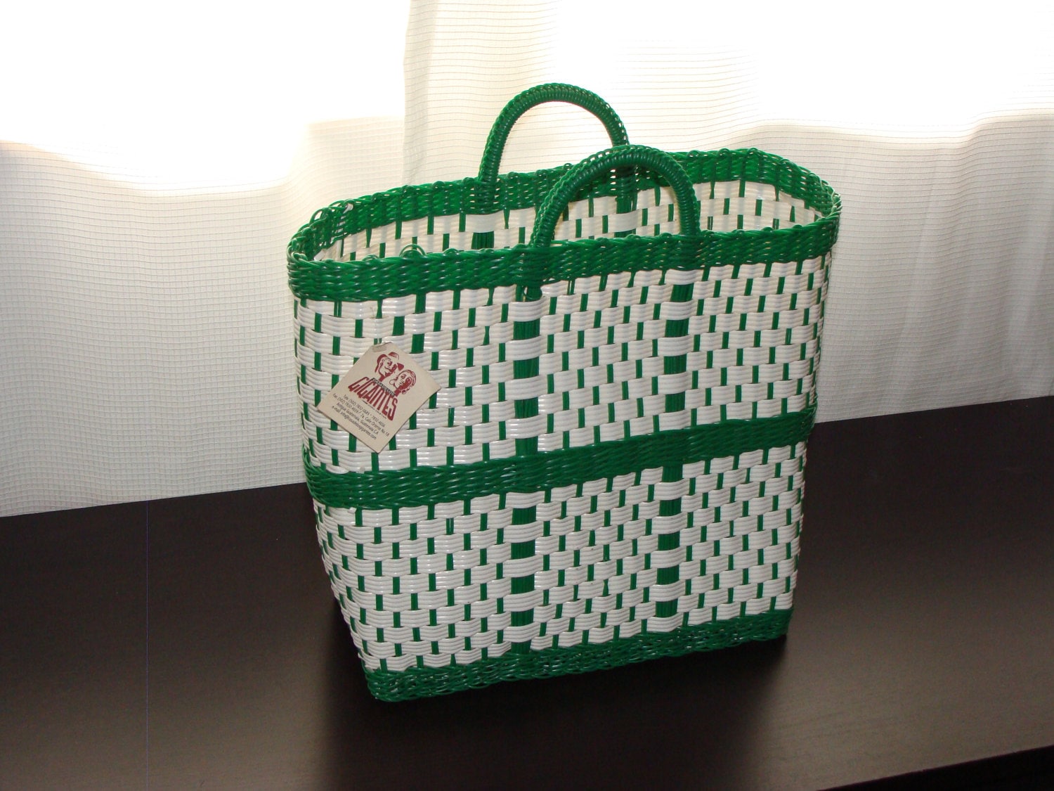 Hand Woven Plastic Basket/Tote Bag