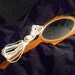 VINTAGE hand held MIRROR art deco beveled hand held Vanity mirror amber pearl with brown art deco