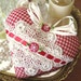 Heart Sachet, VINTAGE Lace, Red Ivory Check, Lavender Buds, Prim Primitive Cloth Handmade CharlotteStyle Decorative Folk Art