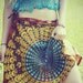 Handmade Autumn Mini Wrap Skirt, Peacock Hippie Skirt, Cover-Up, Boho, Gypsy, Blue Sunburst, Peacock Print, Skirt, Bohemian, Festival Skirt