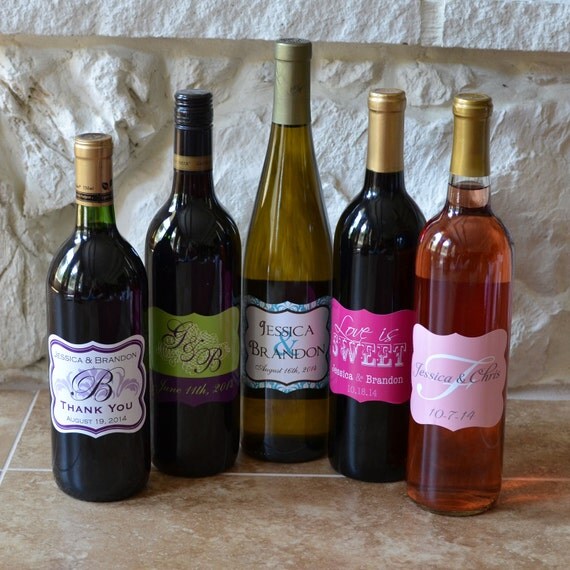 60 3x4 inch Custom Wedding Wine Bottle Diecut by DavetDesigns
