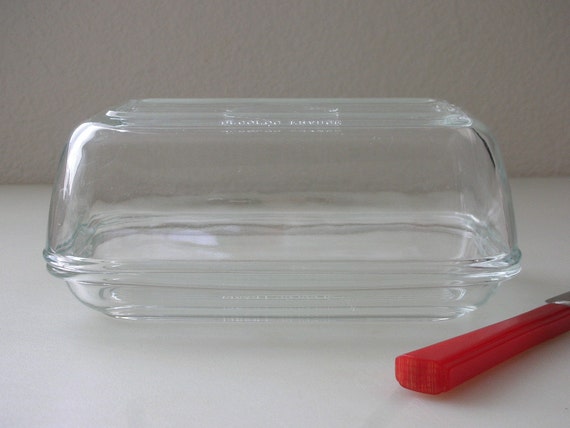 French Clear Glass 1 POUND Butter Dish. Covered Dome Lid 2 pc