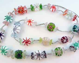 Lampwork Bead Holiday Candy Garland - Made to Order ORDER YOURS NOW!!