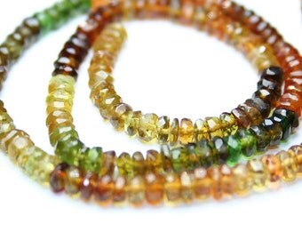 Afghan Petro Tourmaline Micro Faceted Rondelles 20 Golden Brown Olive Semi Precious Gemstone October Birthstone