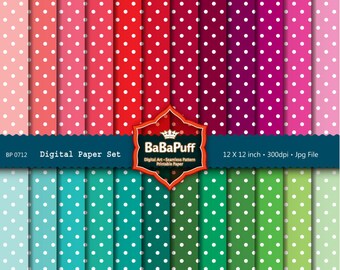 Instant Downloads, 24 Polka Dots Digital Papers Clip Art. For Your Handmade Crafts Projects. Personal and Small Commercial Use. BP 0712