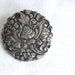 Art Nouveau Brooch Pin Sterling Silver Vintage Round Repousse Floral William Morris Style Gift for Her