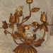 Authentic Antique Tole Candelabra Italy Roses Gilt Paris Apartment French Cottage Large