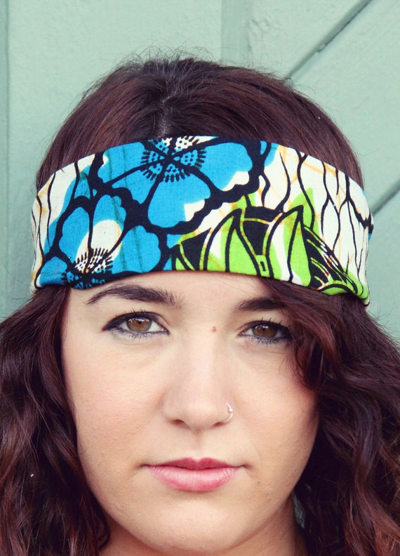 Items similar to Kigali, an African Print headband in Blue, hair wrap ...