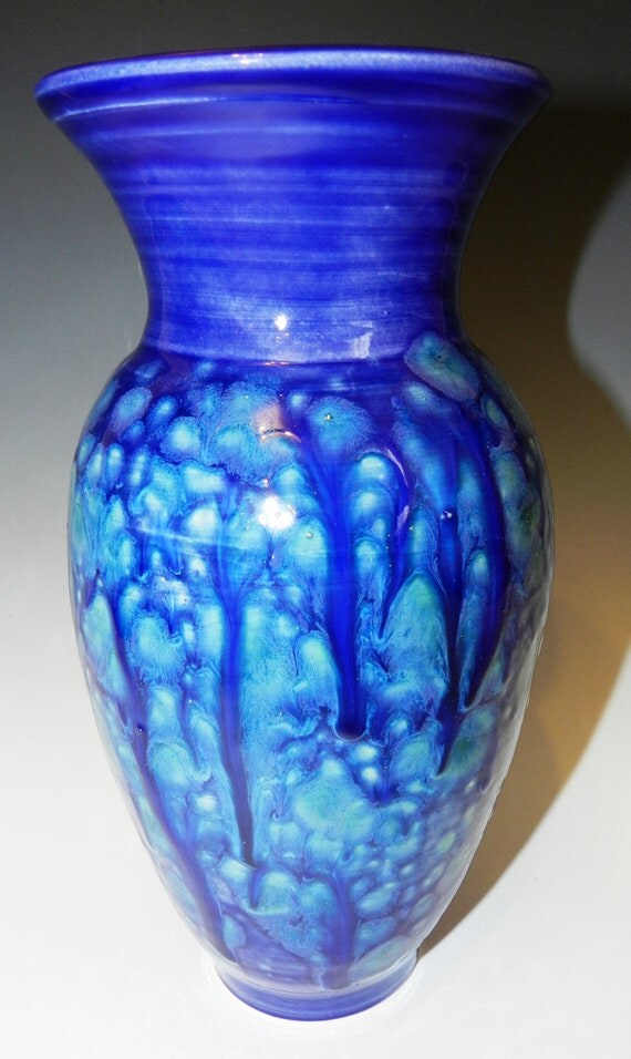 Blue ceramic vase with crystal glaze by MarkCampbellCeramics