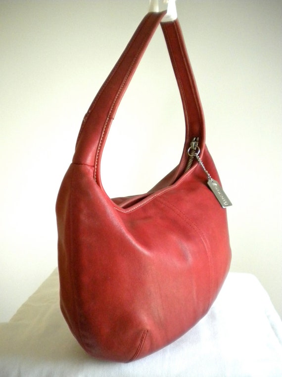 Vintage Coach Classic Red Leather Ergo Hobo Bag 9219
