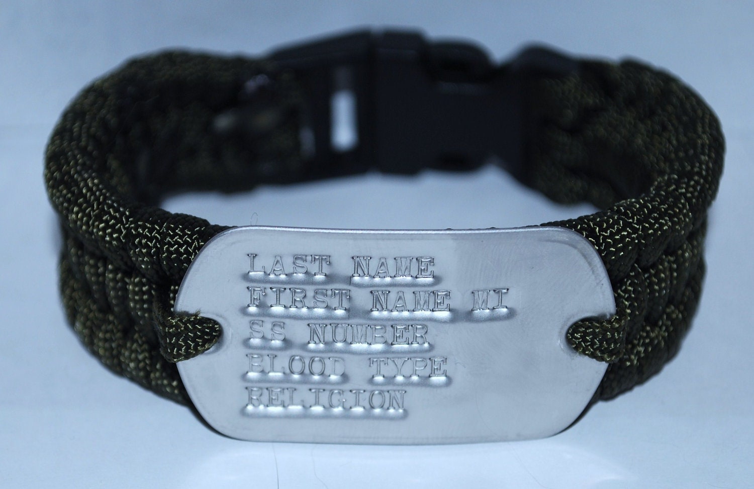 Paracord Survival Bracelet OD Paracord & Dog Tag with