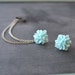 Sweet Blue Bloom Silver Double Chain Cartilage Earring Ear Cuff (Pair)