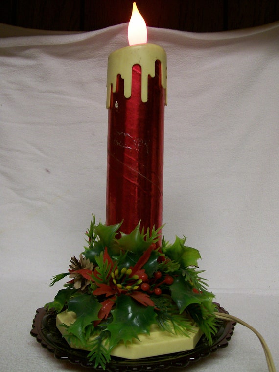 Christmas Lighted Candle Retro Vintage Eletric Decoration
