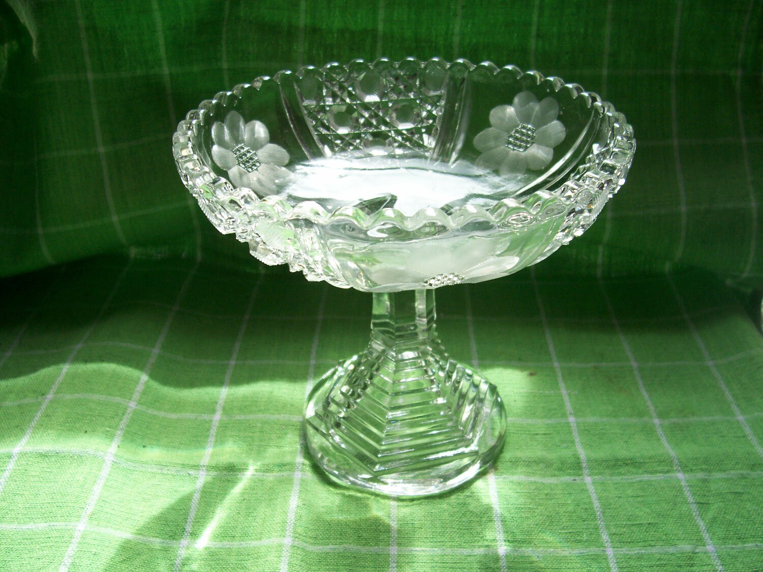 Vintage Crystal Compote Dish Haute Juice
