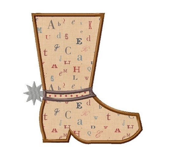 Cowboy Boot Applique Machine Embroidery Design 3 Sizes