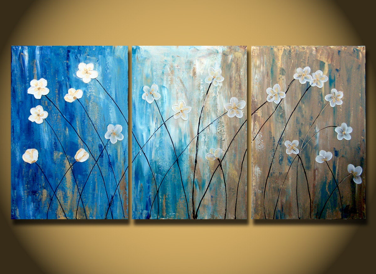 Original FLOWER PAINTING Abstract White Daisies by OritArt on Etsy