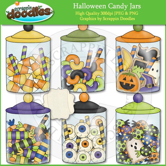 Halloween Candy Jars Clip Art by ScrappinDoodles on Etsy