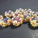 10 Floral Lampwork Glass Beads - Purple, Yellow & Red - 8mm x 16mm - Round - Flower Rondelle