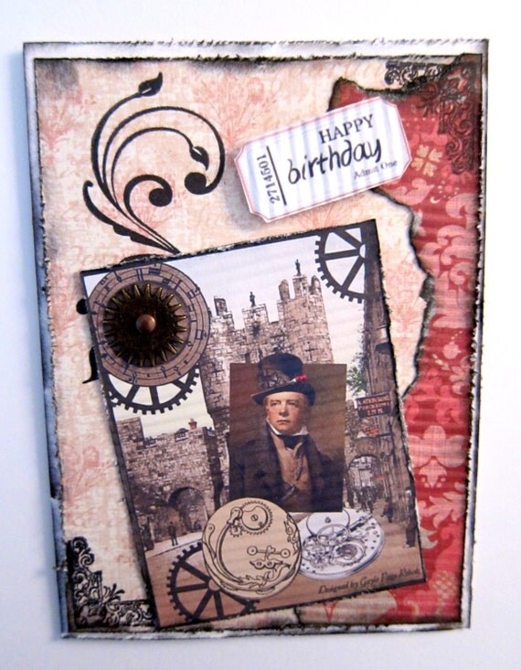 Handmade Steampunk Birthday Card for a by Beadlady5CardDesigns
