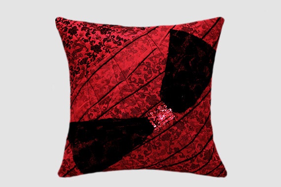 Decorative Pillow case Red and Black Embellished Decorative