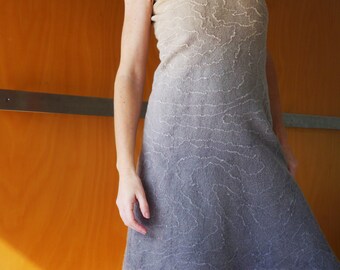 Grey fitted dress nuno felted Felted Designer Women's Clothes Grey fitted dress nuno felted