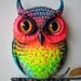 Owl art whimsical colorful owl wall sculpture