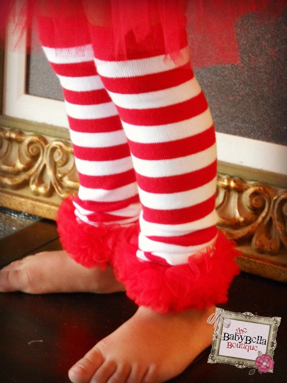 Items similar to SALERed and white stripe girl Leg Warmers ) Perfect