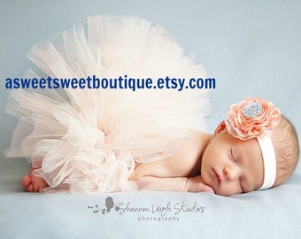 Newborn Tutu Baby Tutu Sweet Peaches And Cream Tutu Set Newborn Tutu Set With Matching Vintage Headband Stunning Newborn Tutu Photo Prop